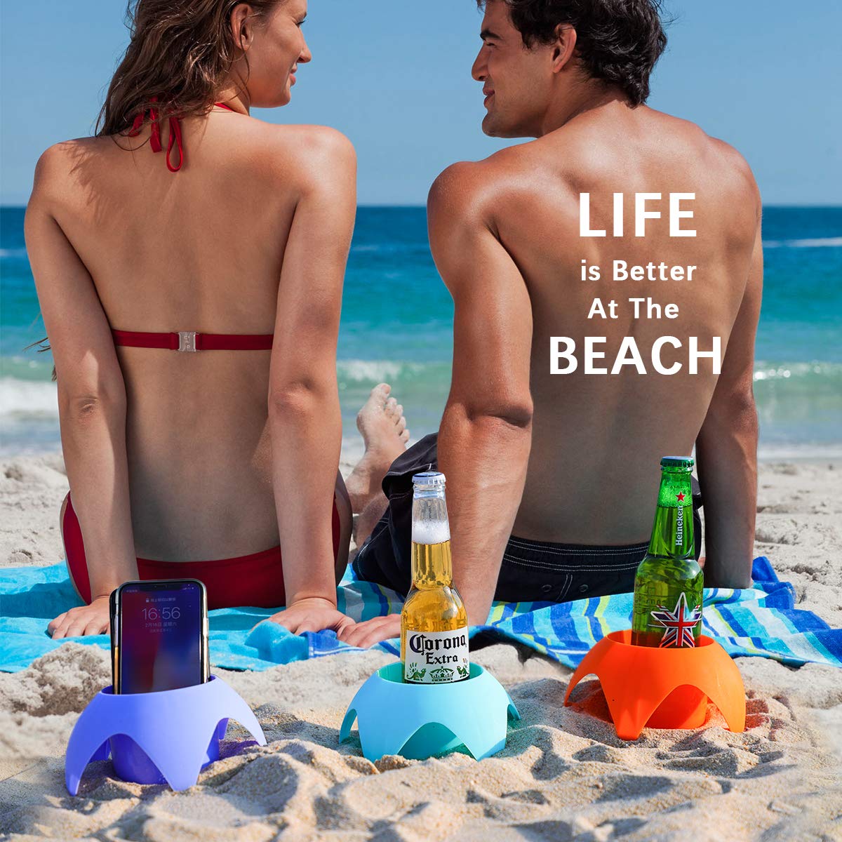 Foto 6 | Posavasos Para Bebidas Beach Sand  Paquete De 5  Multicolores - Venta Internacional.