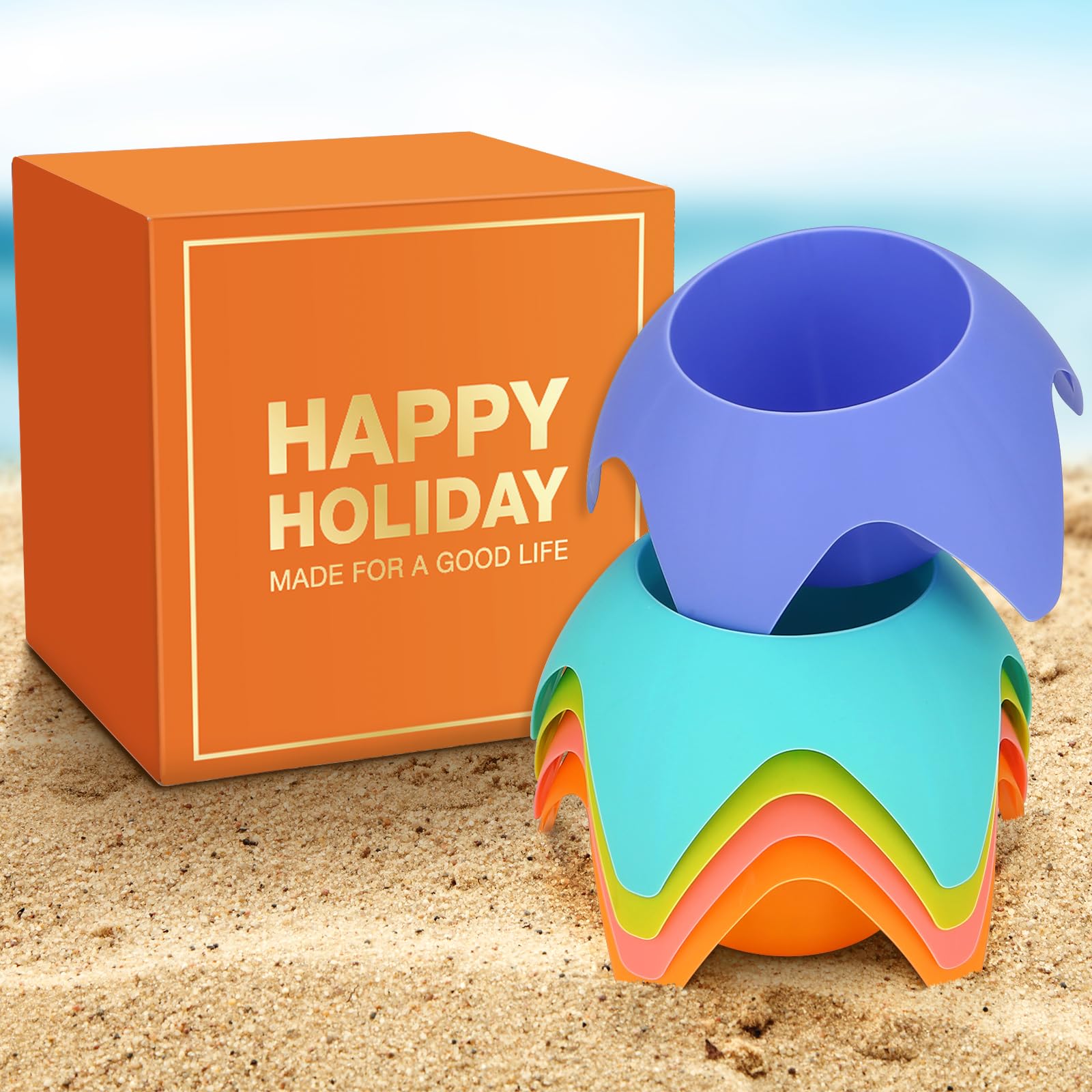 Foto 7 | Posavasos Para Bebidas Beach Sand  Paquete De 5  Multicolores - Venta Internacional.