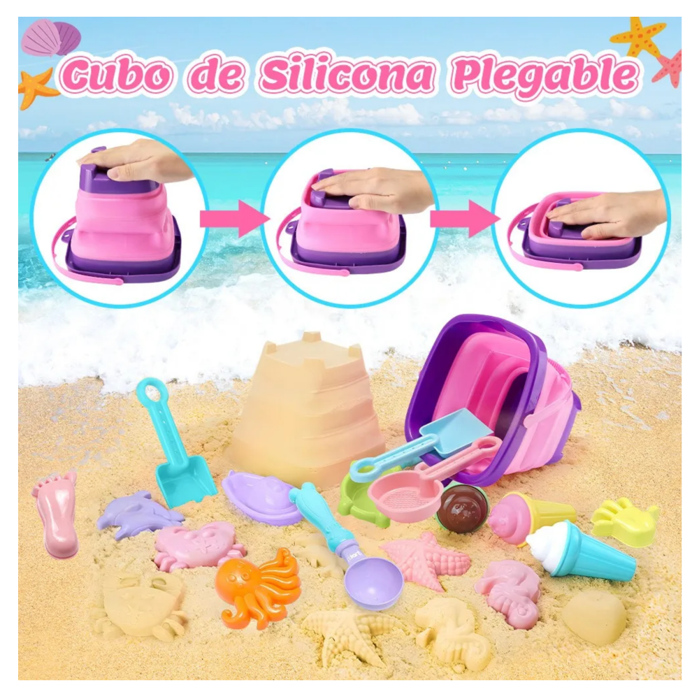 Foto 3 pulgar | Juguete De Playa Niños Cubo Arena Juguete Pala Regadera 20pc Belug  Multicolor