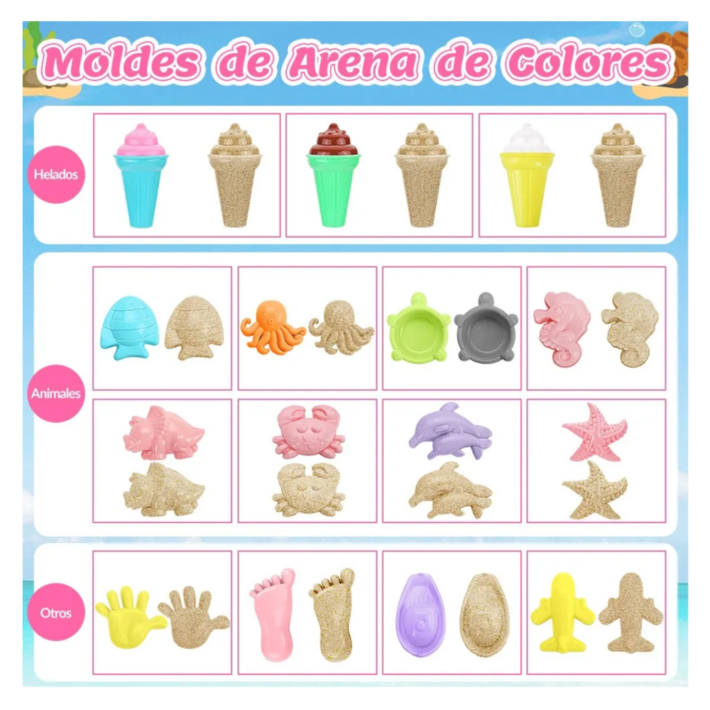 Foto 6 pulgar | Juguete De Playa Niños Cubo Arena Juguete Pala Regadera 20pc Belug  Multicolor