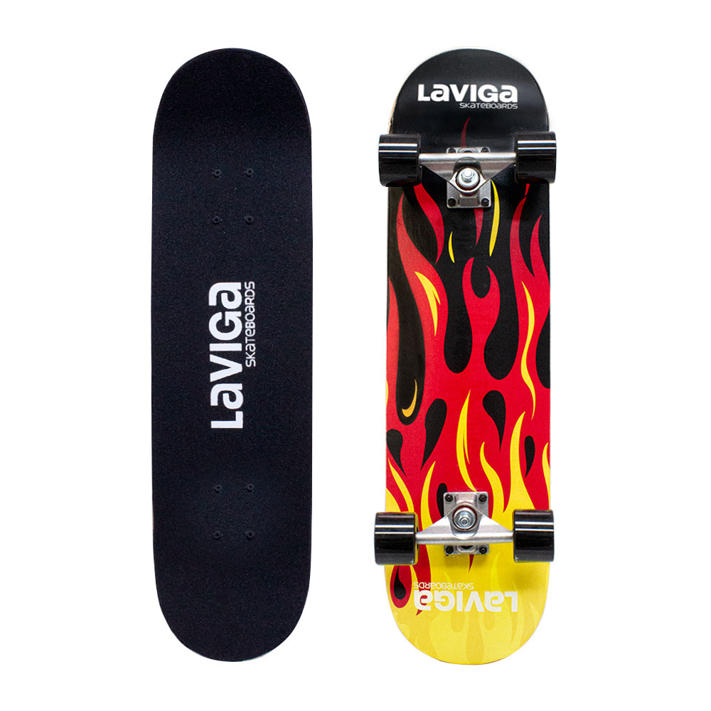 Patineta Skateboard LAVIGA Juvenil Diseño de Flamas Full Color