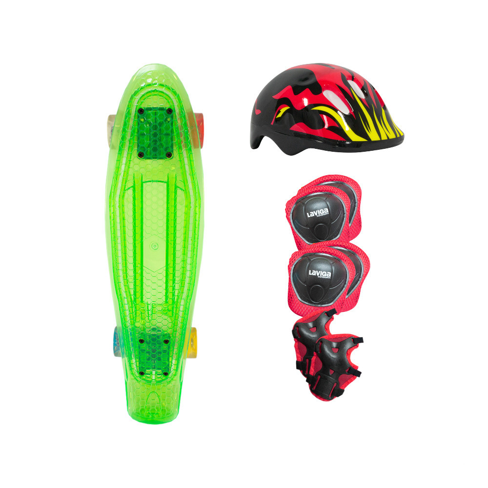 Patineta Penny Verde Led + Protecciones