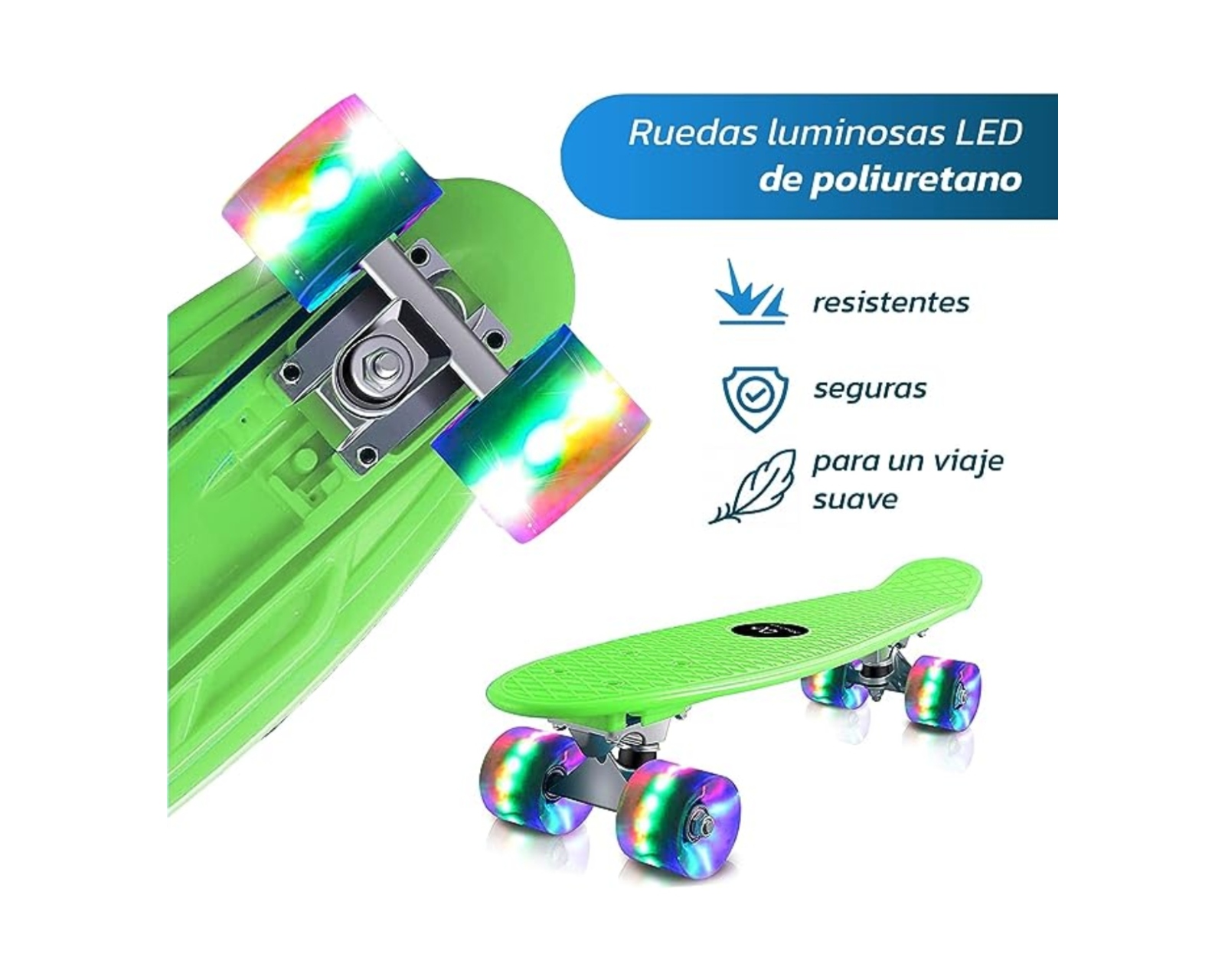 Foto 3 pulgar | Patineta Bluelander Verde con Llantas Luminosas Led