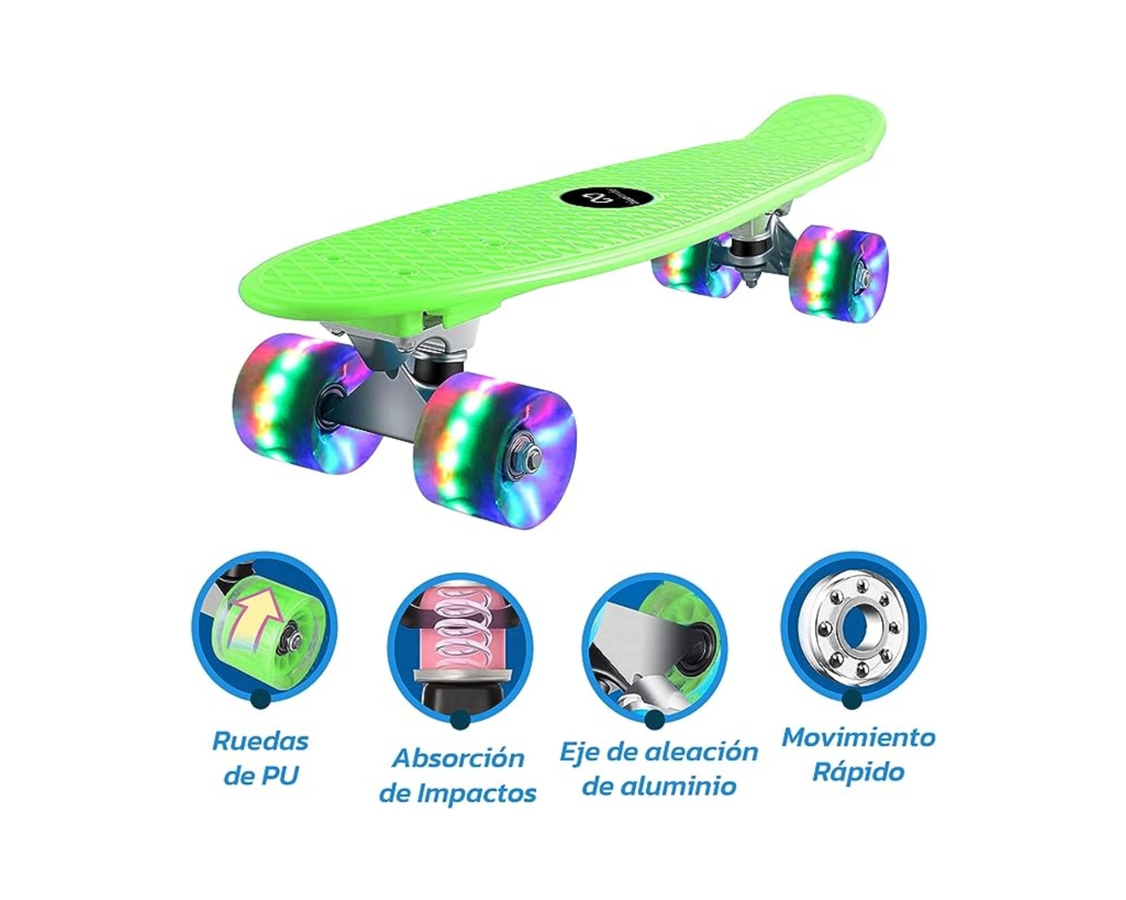 Foto 5 pulgar | Patineta Bluelander Verde con Llantas Luminosas Led