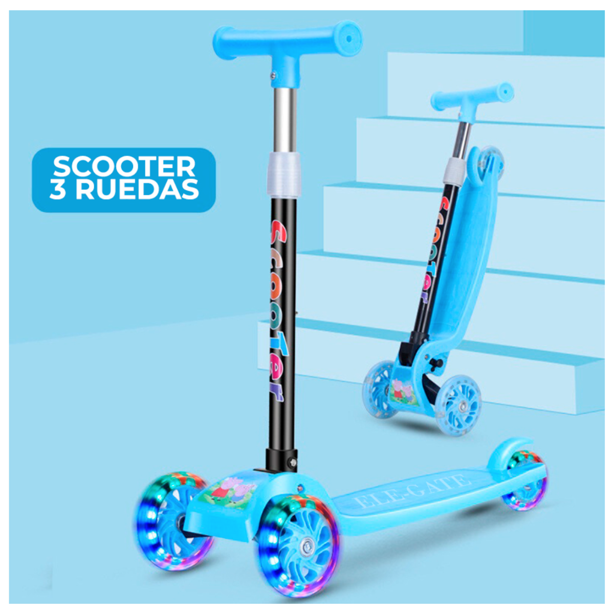 Foto 4 pulgar | Scooter Infantil Elegate Con Luces Led Color Azul