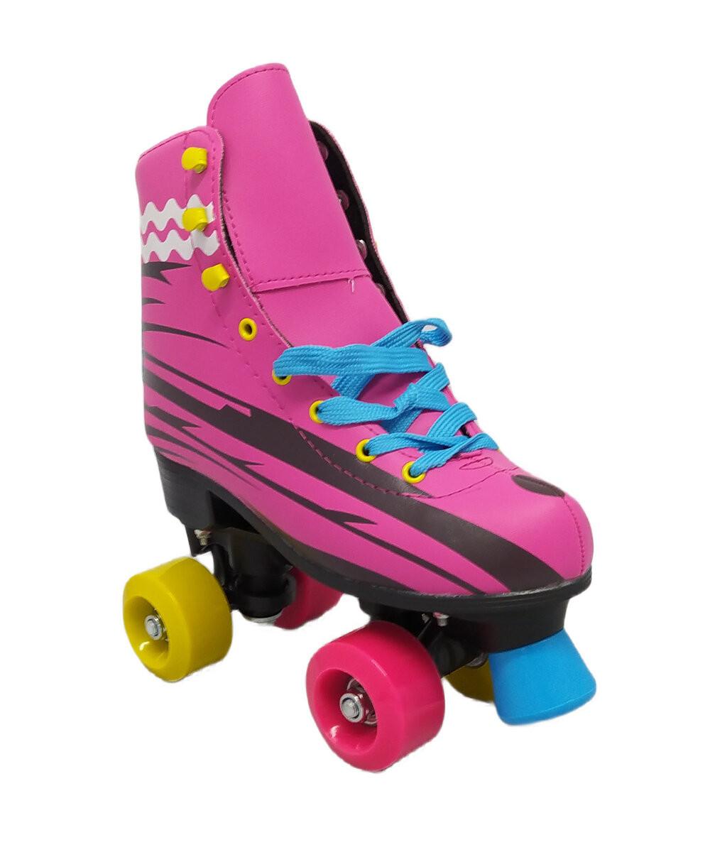 Foto 2 pulgar | Patines Infantiles Roller Skate Retro Niñas 4 Ruedas Lineas Rosa 35-36E