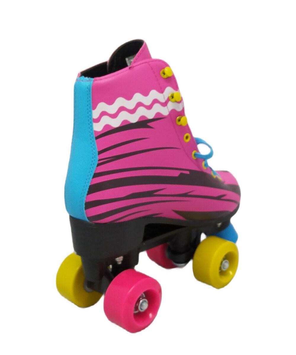 Foto 4 pulgar | Patines Infantiles Roller Skate Retro Niñas 4 Ruedas Lineas Rosa 35-36E