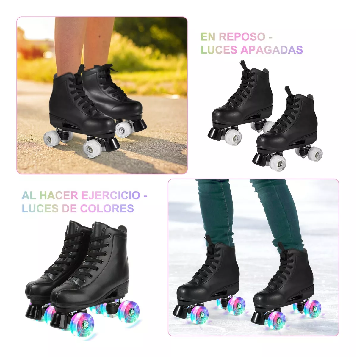 Foto 3 pulgar | Patines de 4 Ruedas Doble Fila con Led Eo Safe Imports Esi-8885 Negros