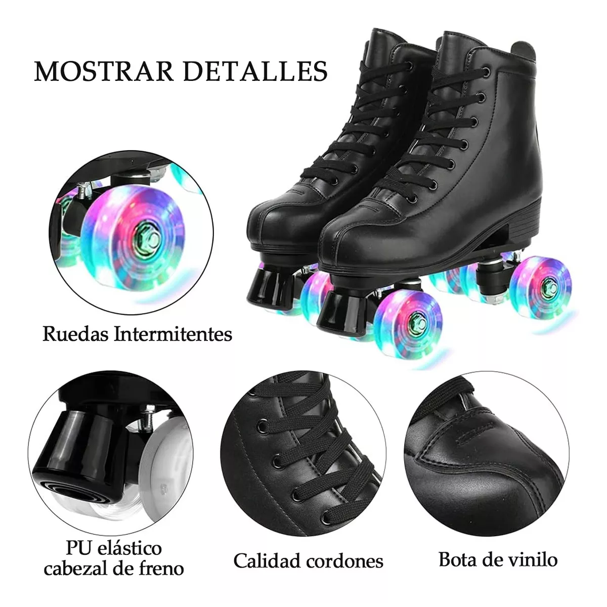 Foto 4 pulgar | Patines de 4 Ruedas Doble Fila con Led Eo Safe Imports Esi-8885 Negros