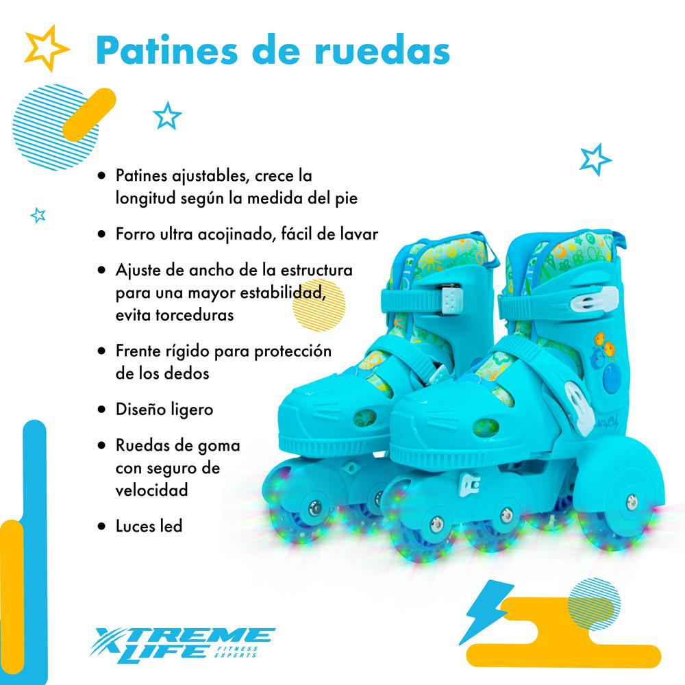 Foto 3 pulgar | Patines Ajustables con Protección Frenos Luz Led color Azul para Niño