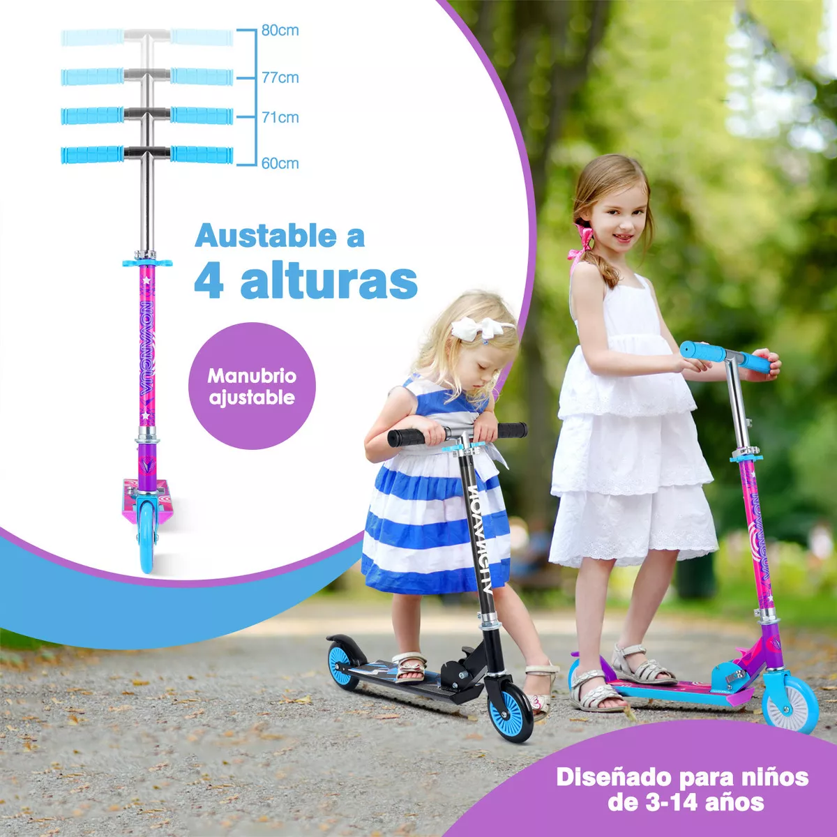 Foto 4 pulgar | Scooter Plegable Ligero Y Con Manubrio De Altura Ajustable Eo Safe Imports Esi-14518 Multicolor