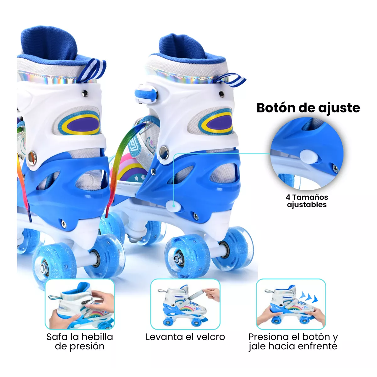 Foto 5 pulgar | Patines de 4 Ruedas Talla 22 cm Eo Safe Imports Esi-17379 Azul