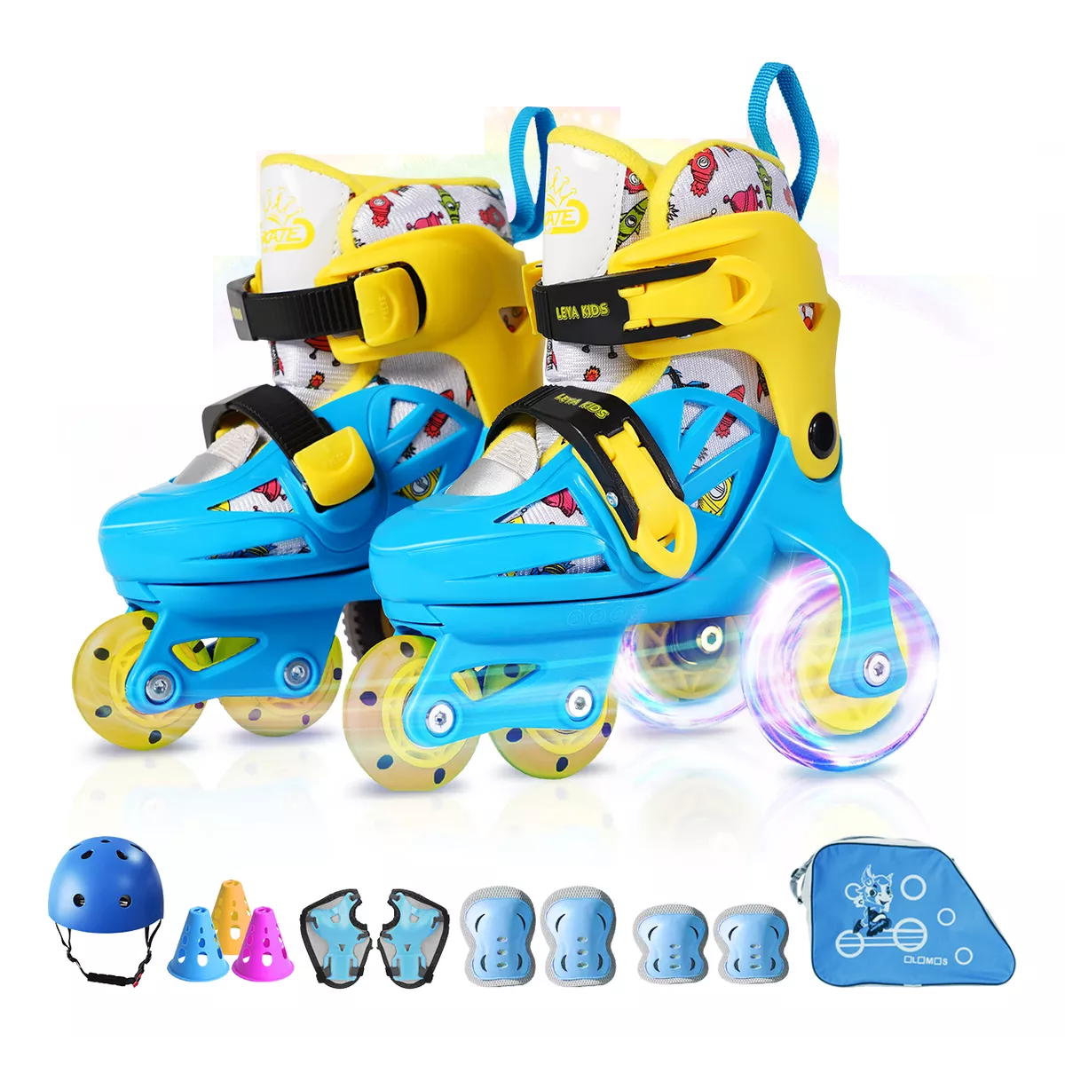 Patines 4 Ruedas Ajustable Niño Niña Con Led Protecciones Talla: Xs Eo Safe Imports Esi-17520