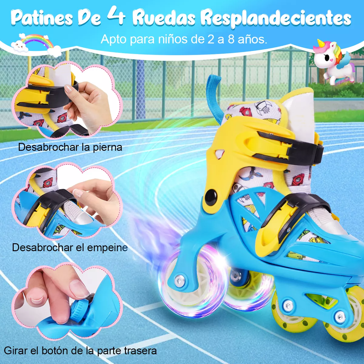 Foto 4 pulgar | Patines 4 Ruedas Ajustable Eo Safe Imports Amarillo