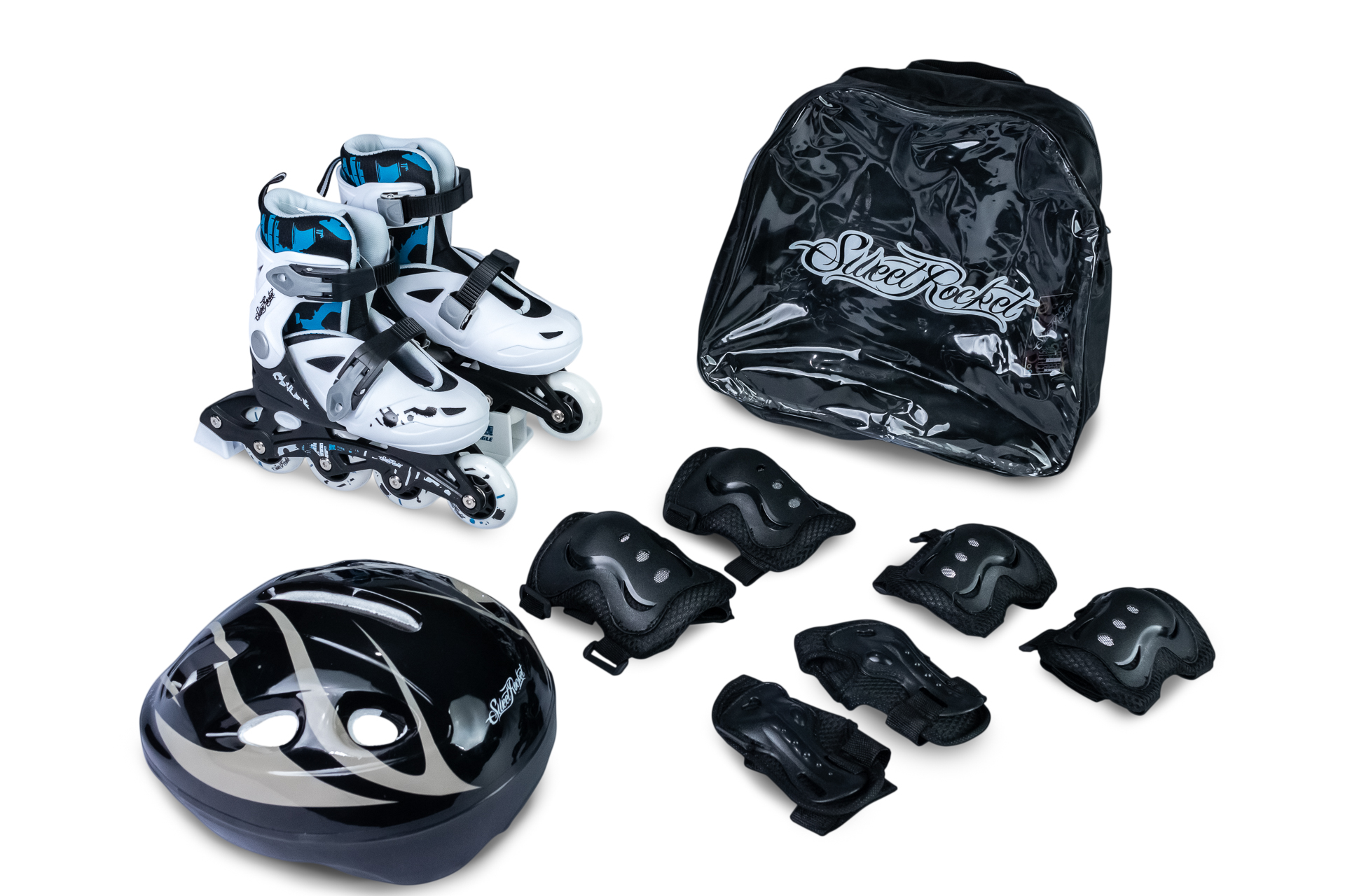 Foto 2 | Patines con Protecciones y Mochila  Sweet Rocket Junior color Negro Ajustables