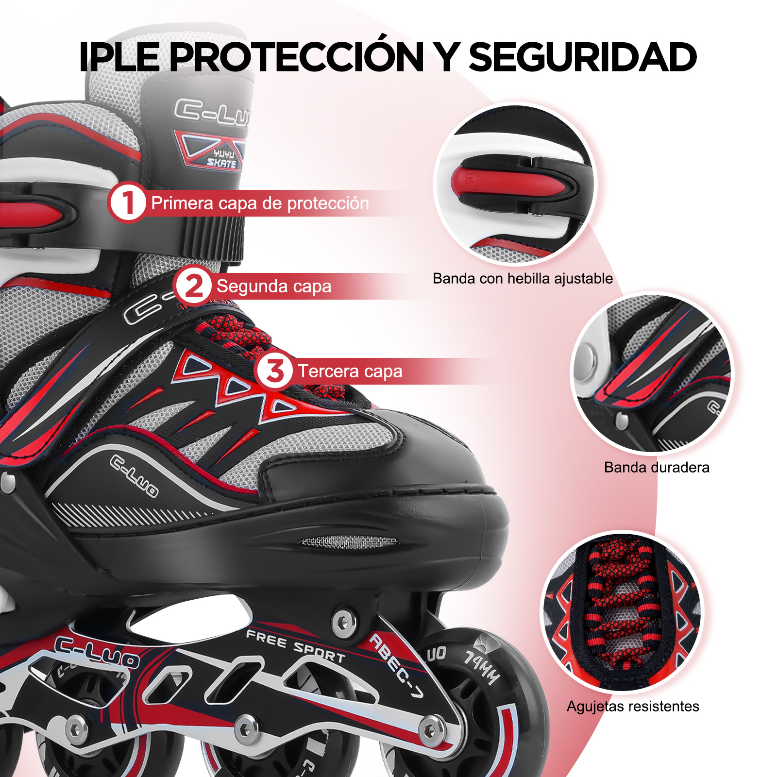 Foto 5 pulgar | Patines Ajustables para niños y Adultos con Llantas Iluminadas Generac S10109-L color Rojo/Negro