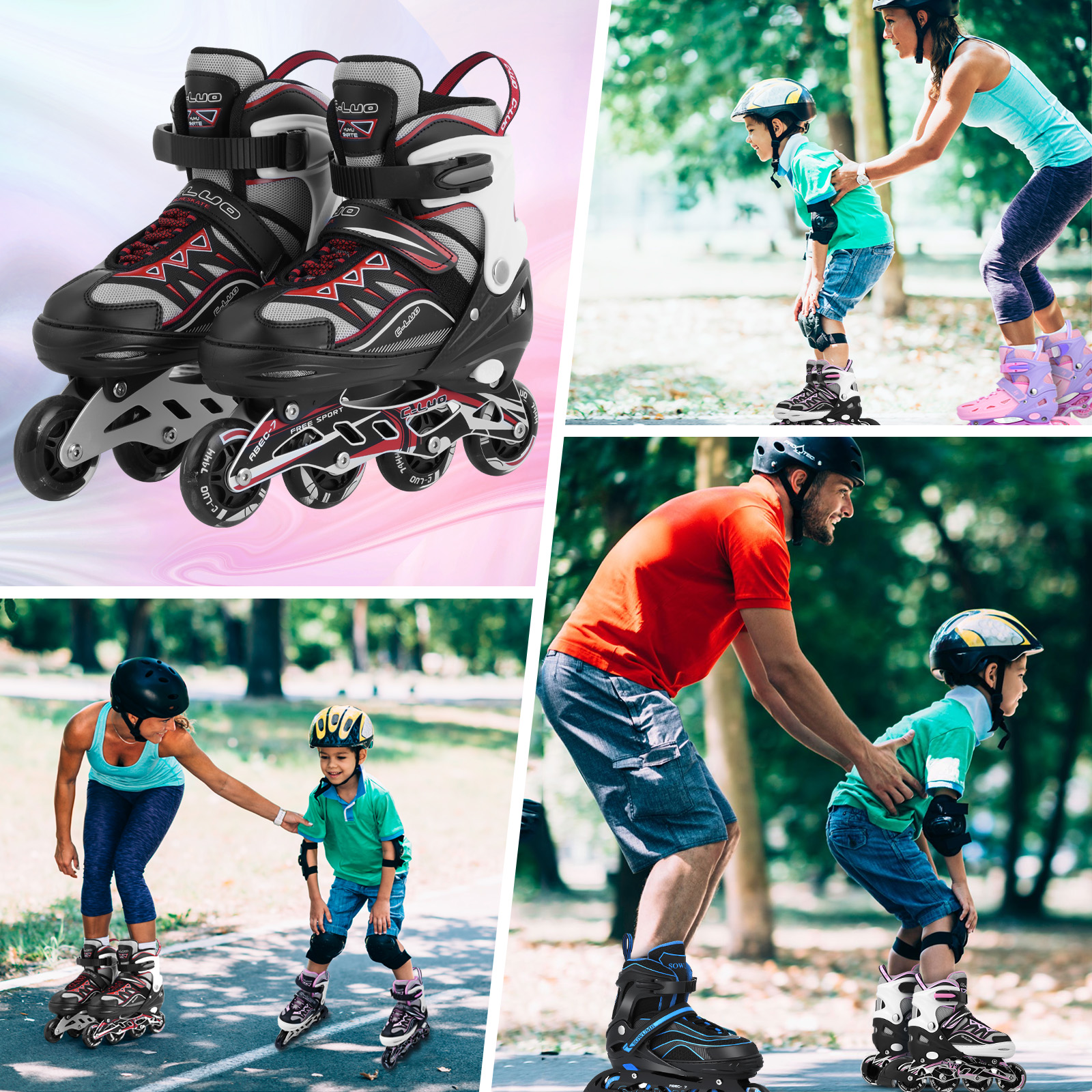 Foto 7 | Patines Ajustables para niños y Adultos con Llantas Iluminadas Generac S10109-L color Rojo/Negro