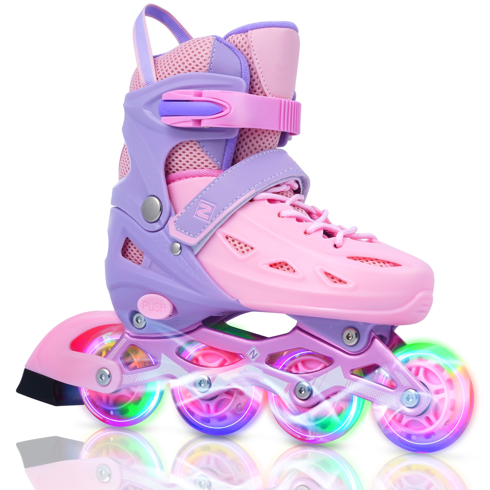 Patines En Línea Ajustables con llantas iluminadas Generac S10111-S Color Rosa Y Violeta Para Niños y Adultos