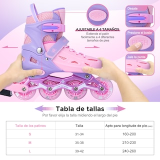 Foto 2 | Patines En Línea Ajustables con llantas iluminadas Generac S10111-S Color Rosa Y Violeta Para Niños y Adultos