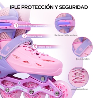 Foto 4 | Patines En Línea Ajustables con llantas iluminadas Generac S10111-S Color Rosa Y Violeta Para Niños y Adultos