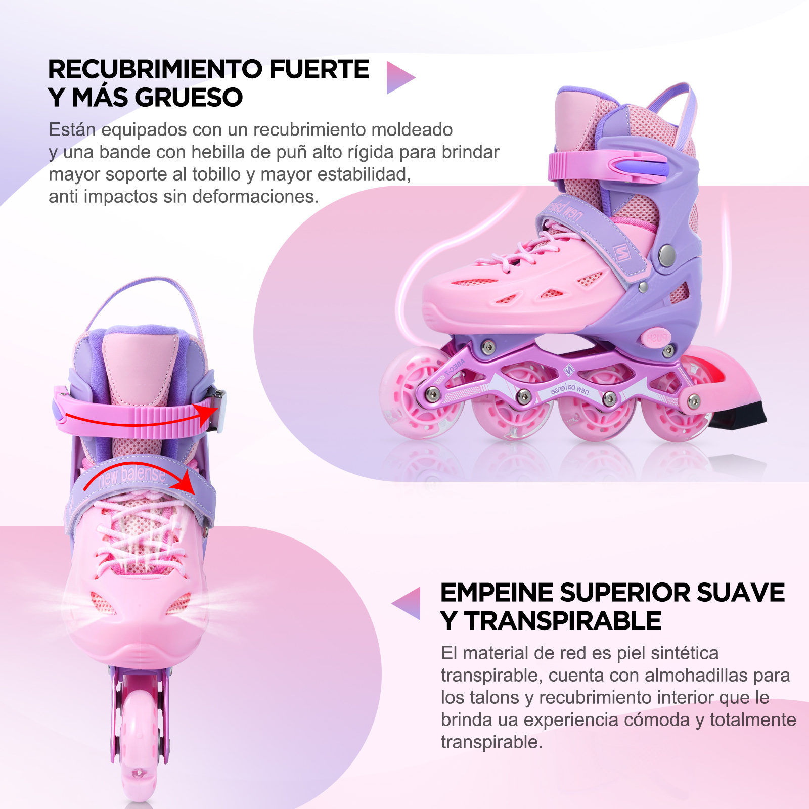 Foto 6 pulgar | Patines En Línea Ajustables con llantas iluminadas Generac S10111-S Color Rosa Y Violeta Para Niños y Adultos
