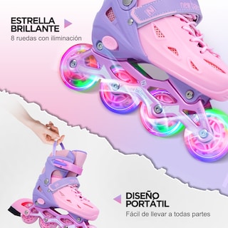 Foto 6 | Patines En Línea Ajustables con llantas iluminadas Generac S10111-S Color Rosa Y Violeta Para Niños y Adultos
