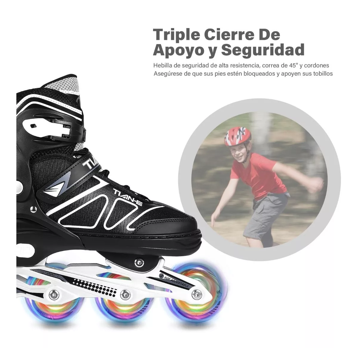Foto 3 | Patines en Línea Profesionales Eo Safe Imports color Negrocon Luces