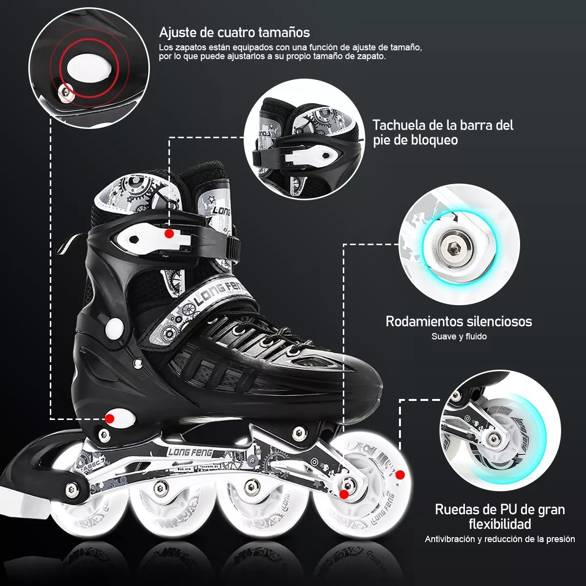 Foto 2 | Patines Profesionales en Linea + Rodilleras Eo Safe Imports