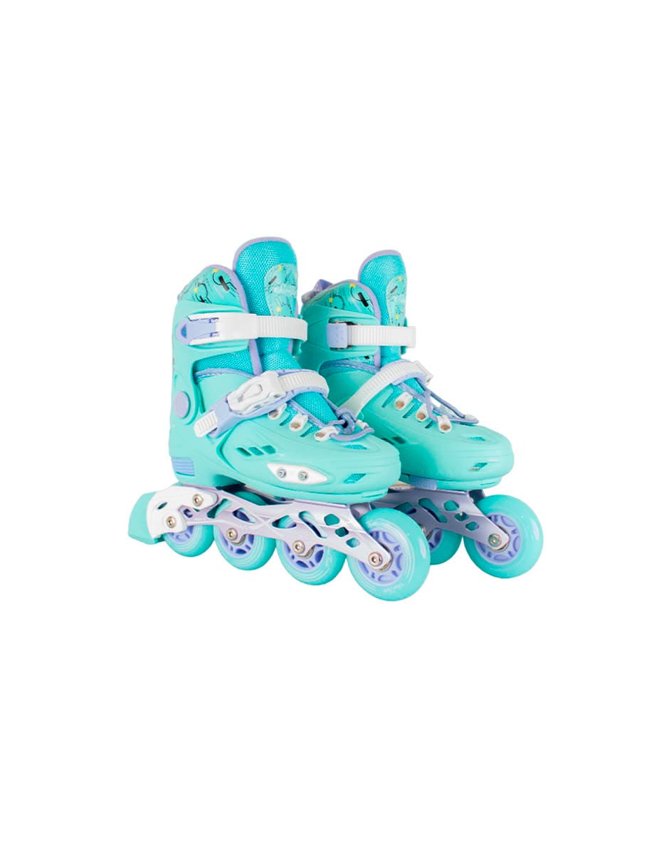 Combo De Patines Modelo Pro Plus Color Menta Con Mochila Y Protecciones Incluidas $1,649