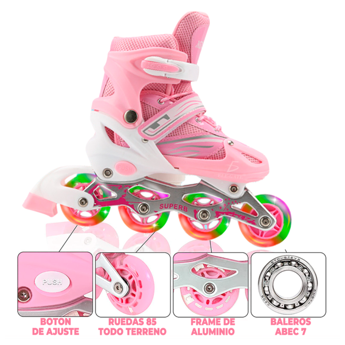 Foto 3 | Patines en Línea Elegate Azules con Protecciones y Mochila para Niños