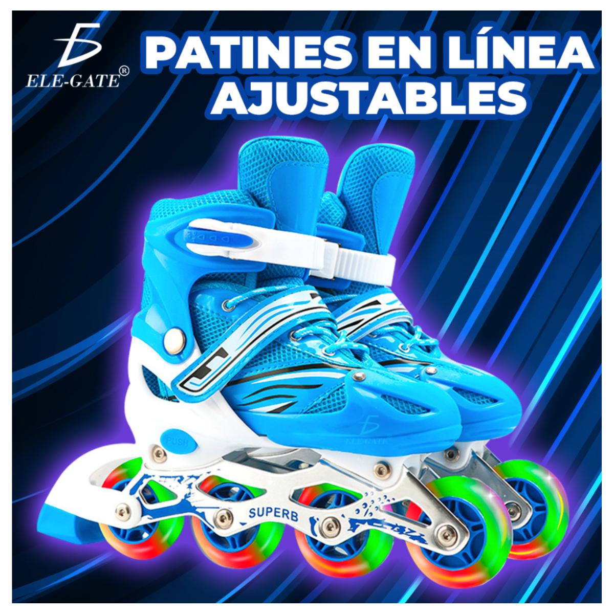 Foto 5 | Patines en Línea Elegate Azules con Protecciones y Mochila para Niños