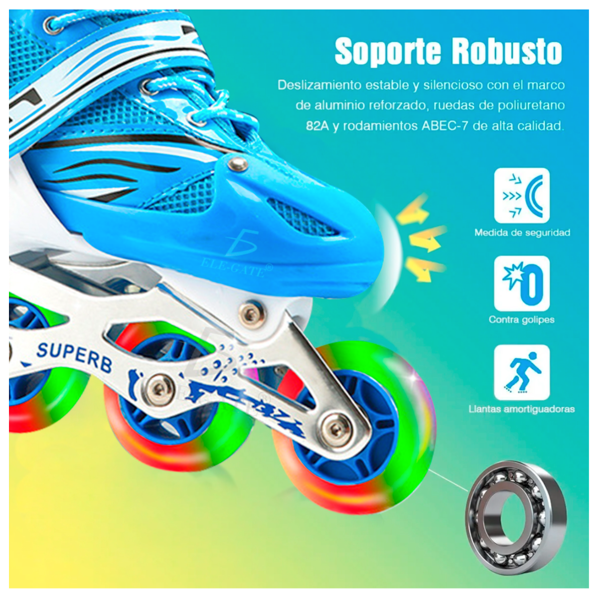 Foto 7 pulgar | Patines en Línea Elegate Azules con Protecciones y Mochila para Niños