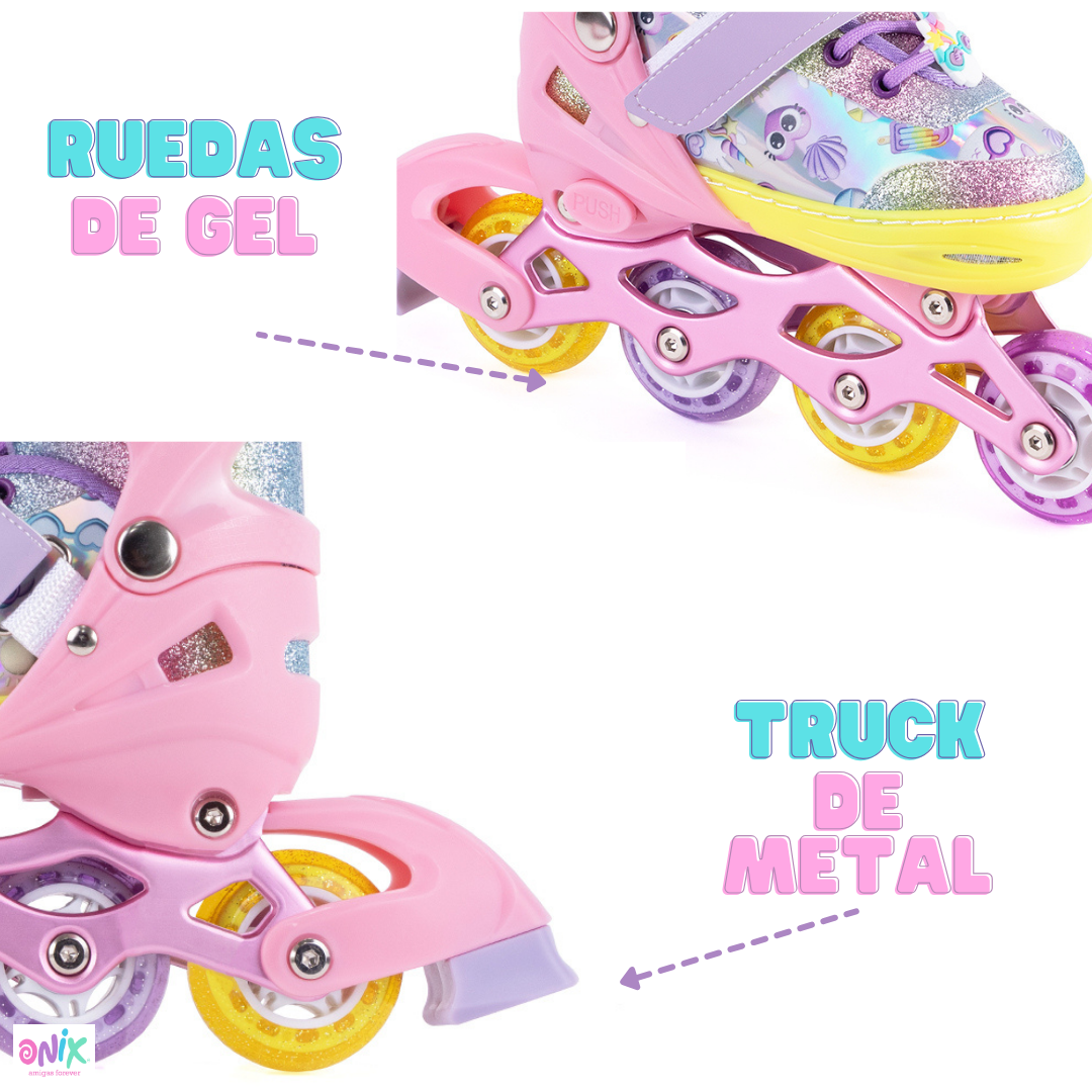 Foto 5 | Patines De Línea Ajustables Onix Multicolor Glitter Con Kit De Protección Para Niña