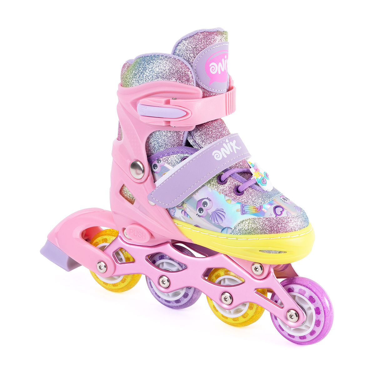 Patines De Línea Ajustables Onix Unicornio Multicolor Glitter Para Niña