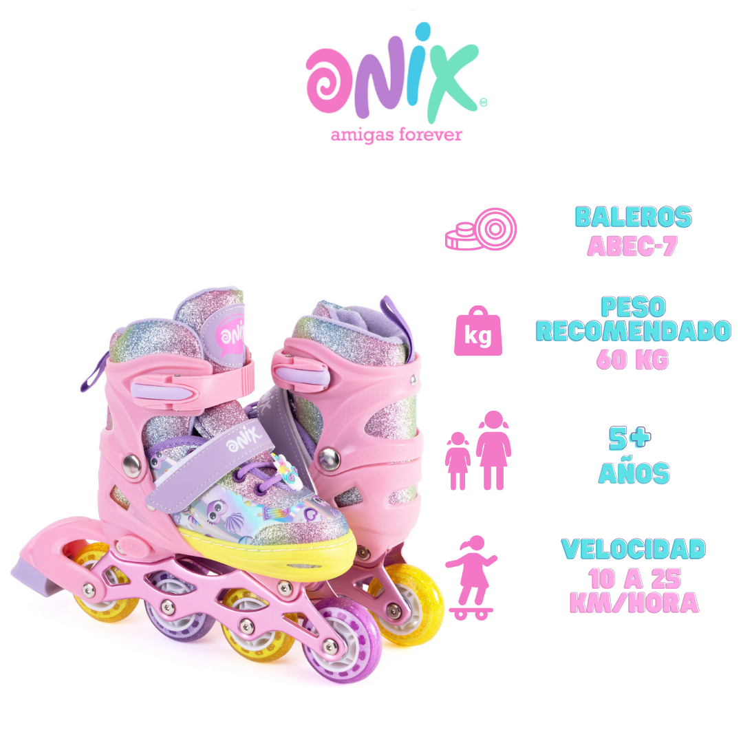 Foto 7 pulgar | Patines De Línea Ajustables Onix Unicornio Multicolor Glitter Para Niña