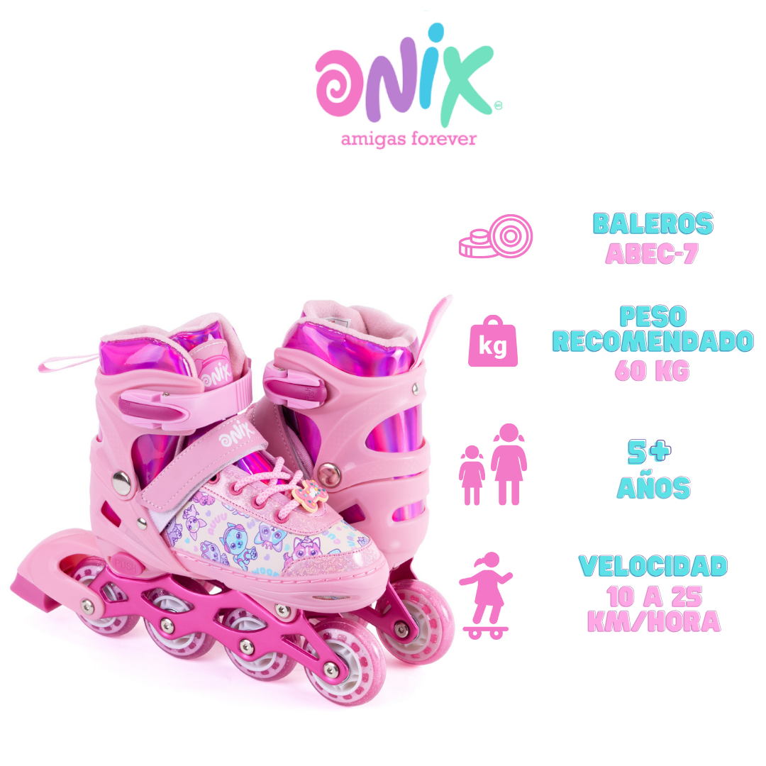 Foto 7 pulgar | Patines De Línea Ajustables Onix Unicornio Magic Spark Rosa Para Niña