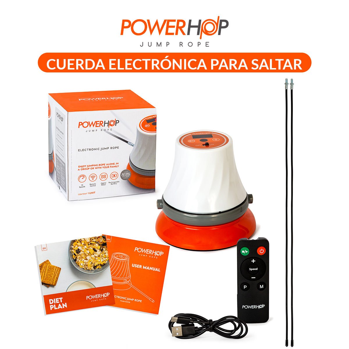 Foto 4 pulgar | Cuerda Electrónica Para Saltar Tv Ofertas Color Blanco Power Hop Portátil