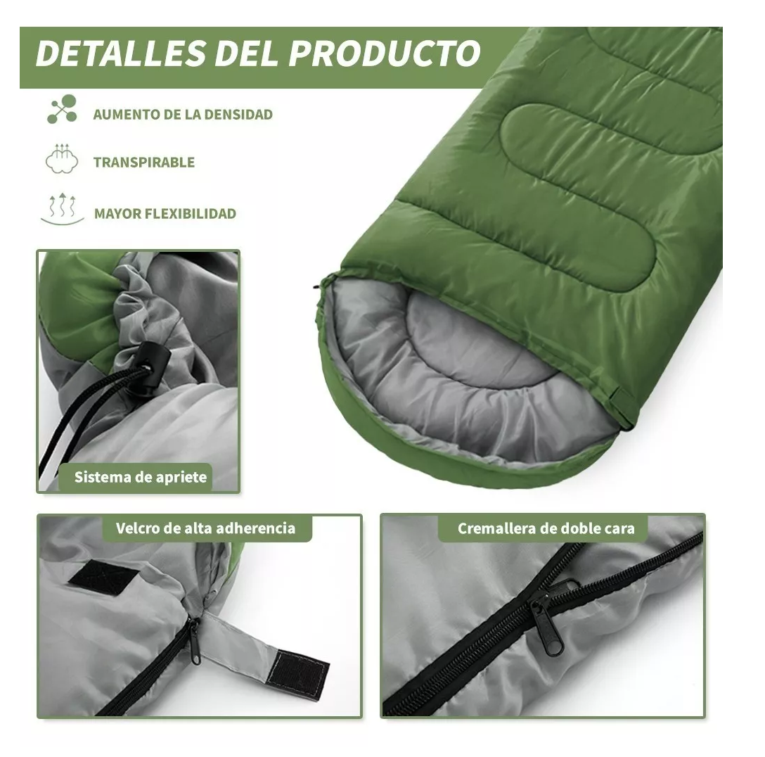 Foto 3 pulgar | Bolsa de Dormir Portátil Belug para Campamento color Verde