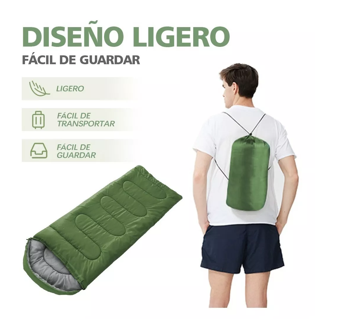 Foto 4 pulgar | Bolsa de Dormir Portátil Belug para Campamento color Verde