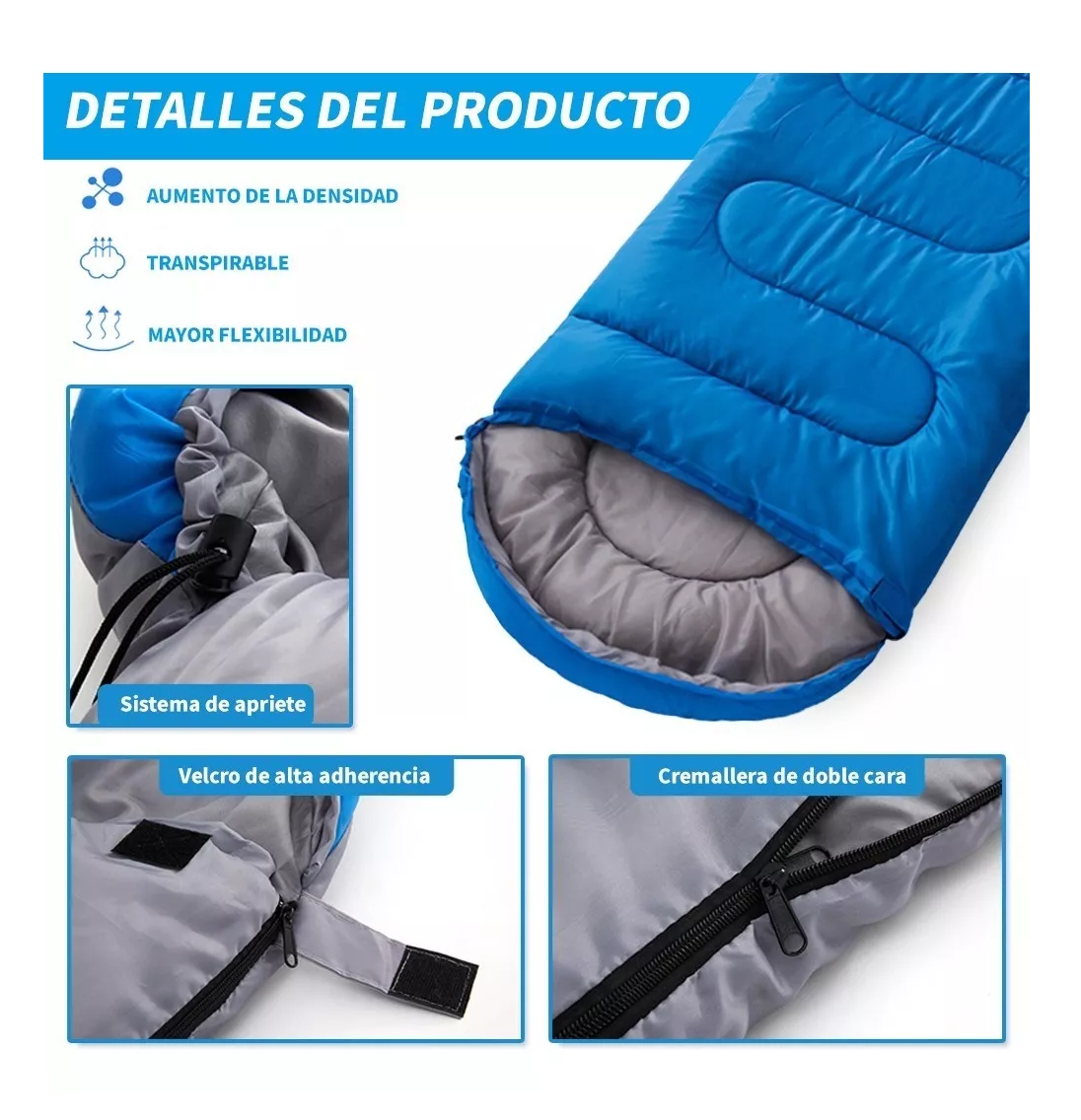 Foto 3 pulgar | Bolsa de Dormir Portátil Belug para Campamento color Azul