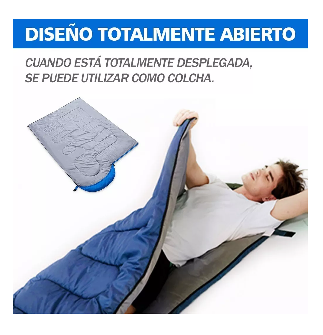 Foto 4 pulgar | Bolsa de Dormir Portátil Belug para Campamento color Azul