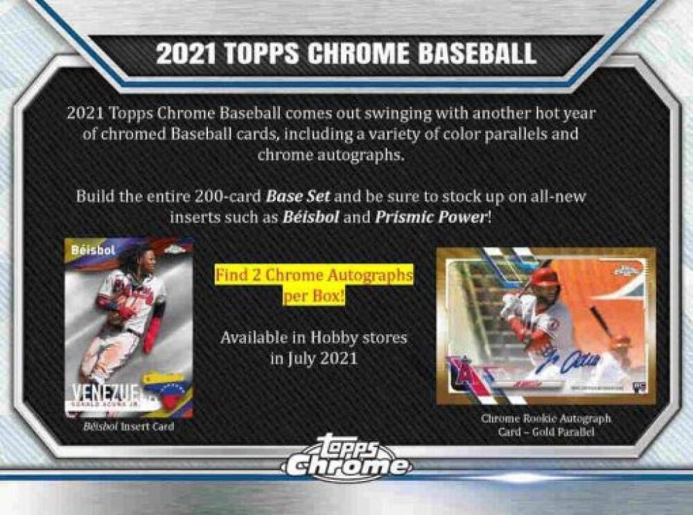 Foto 3 pulgar | Baseball Hobby Box Topps Chrome 2021 - Venta Internacional.