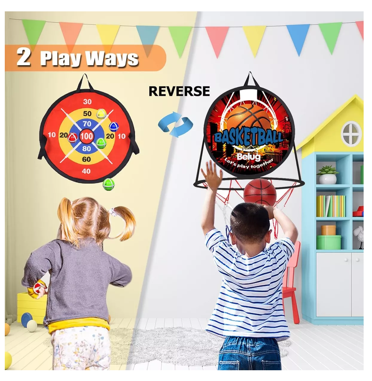 Foto 6 pulgar | Mini Canastas de Basketball con Juego de Dardos Belug para Niños
