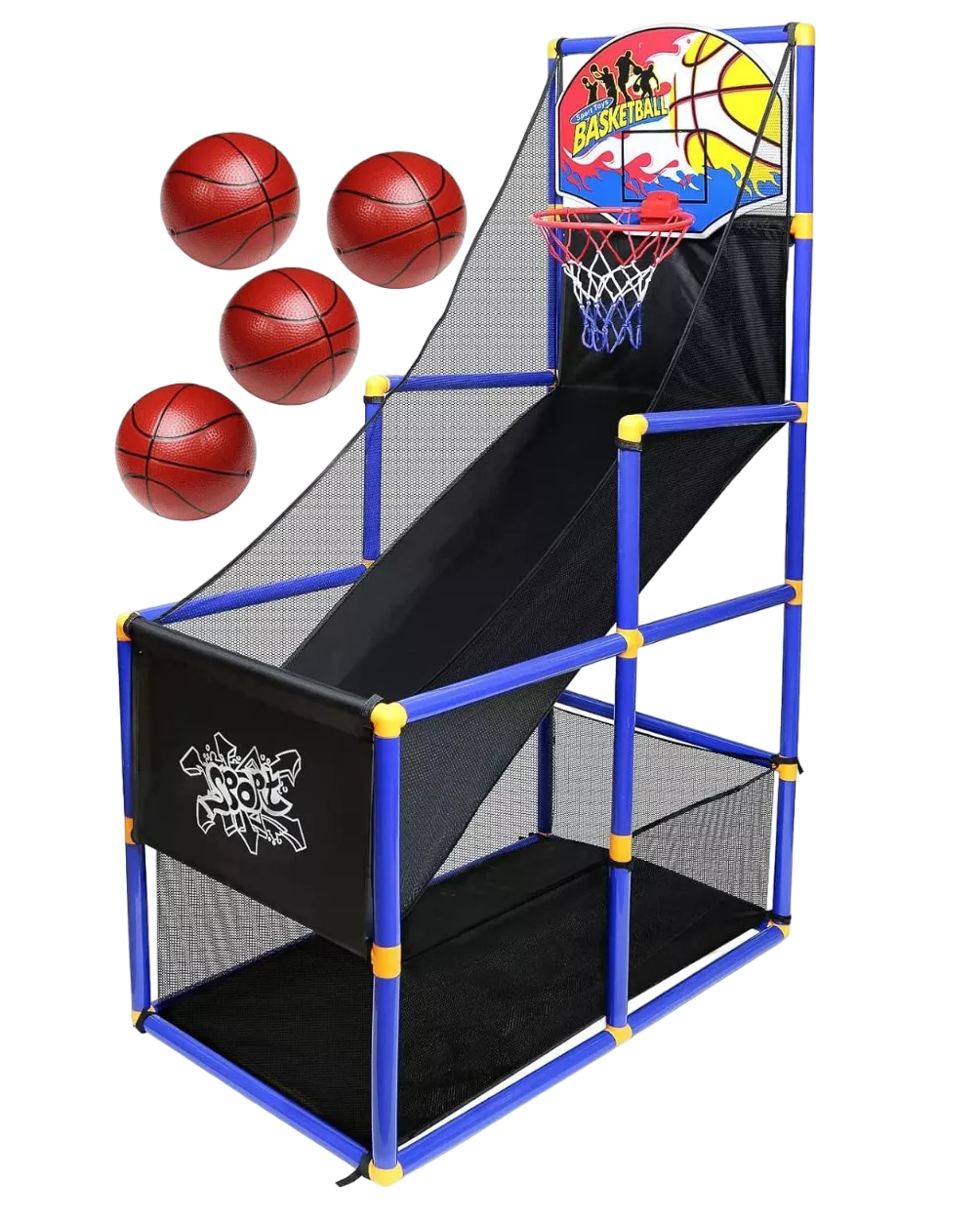 Juego De Aro De Baloncesto Para Niños Inflador 4 Baloncesto Azul