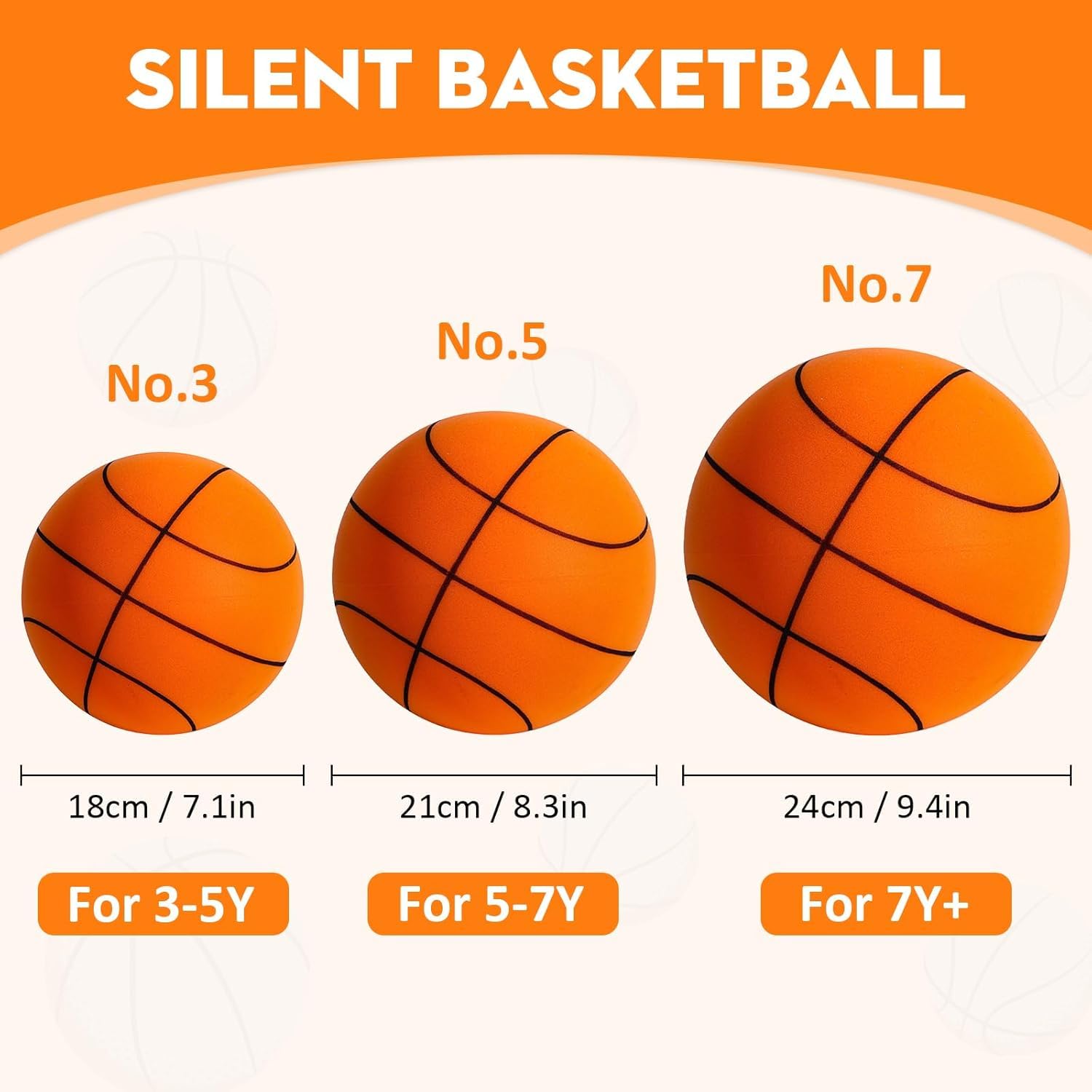 Foto 3 pulgar | Juguete Silent Basketball Driblable Número 7 24 Cm - Venta Internacional