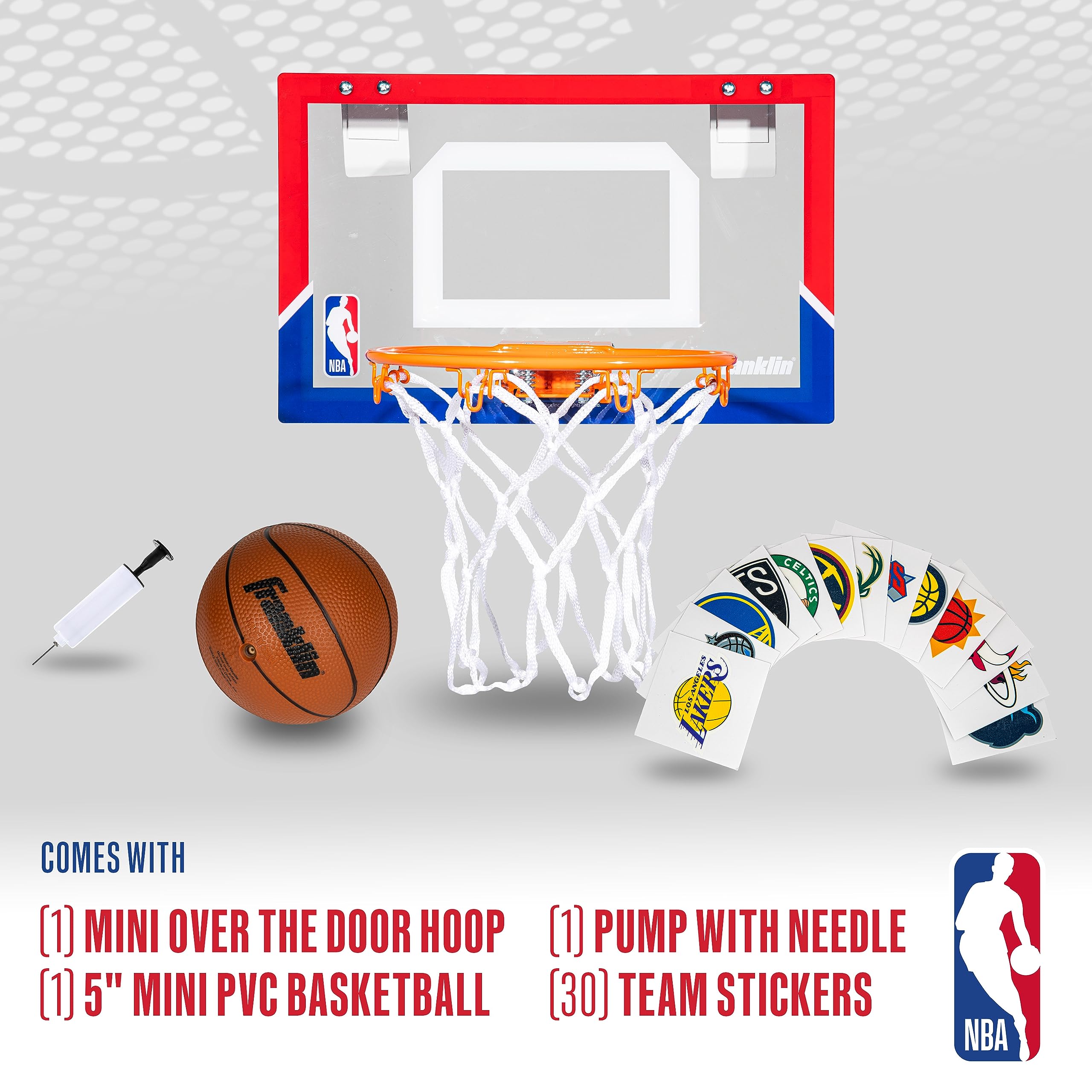 Foto 3 pulgar | Miniaro De Baloncesto Franklin Sports Nba Kids Con 30 Pegatinas - Venta Internacional.