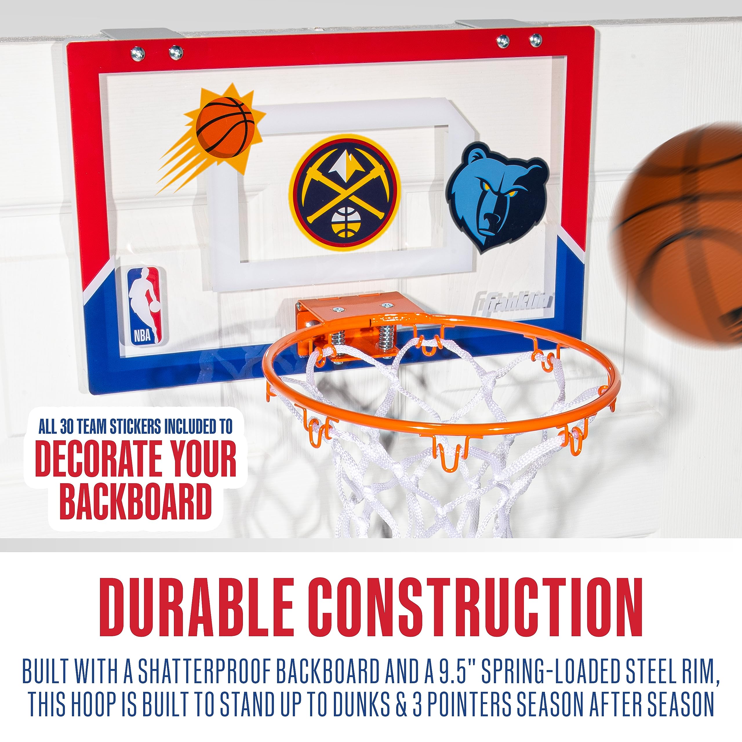 Foto 8 pulgar | Miniaro De Baloncesto Franklin Sports Nba Kids Con 30 Pegatinas - Venta Internacional.