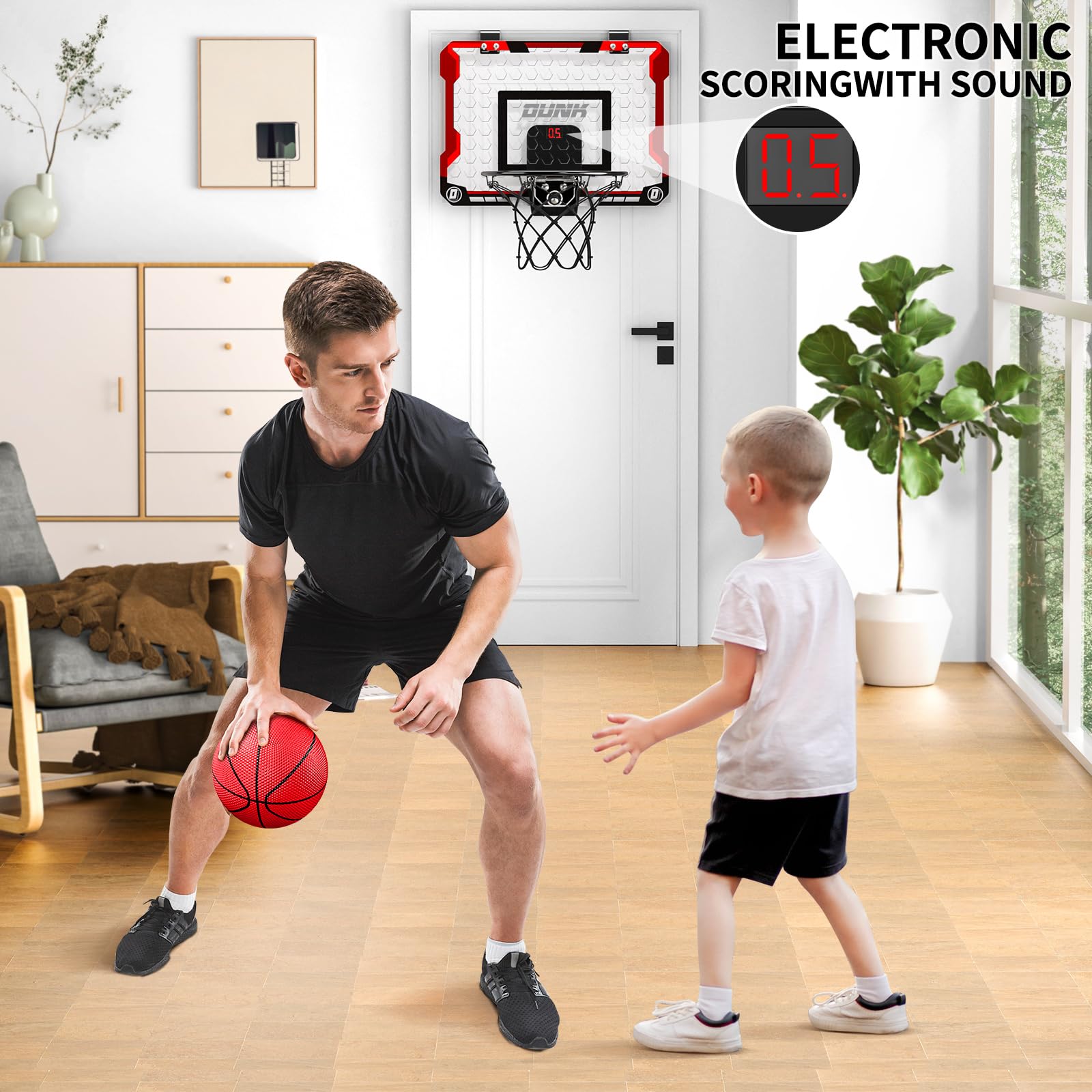 Foto 5 pulgar | Canasta De Baloncesto Temi Indoor Con 4 Pelotas Y Marcador Electrónico - Venta Internacional.