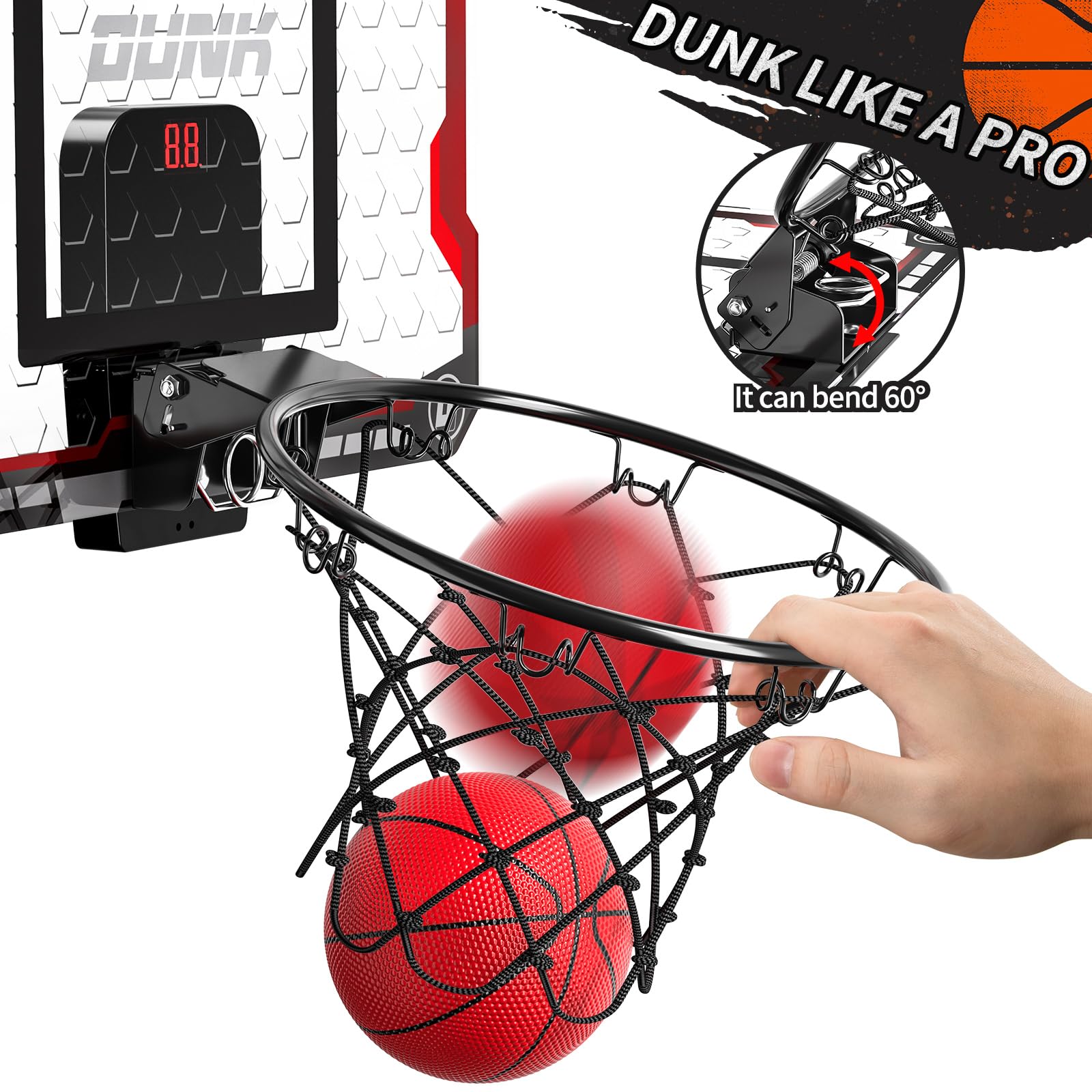 Foto 6 pulgar | Canasta De Baloncesto Temi Indoor Con 4 Pelotas Y Marcador Electrónico - Venta Internacional.