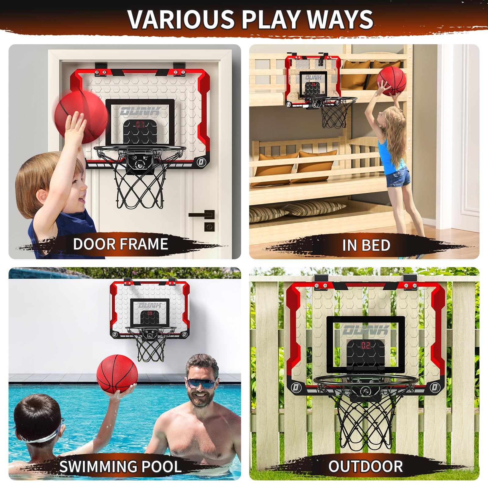 Foto 8 pulgar | Canasta De Baloncesto Temi Indoor Con 4 Pelotas Y Marcador Electrónico - Venta Internacional.